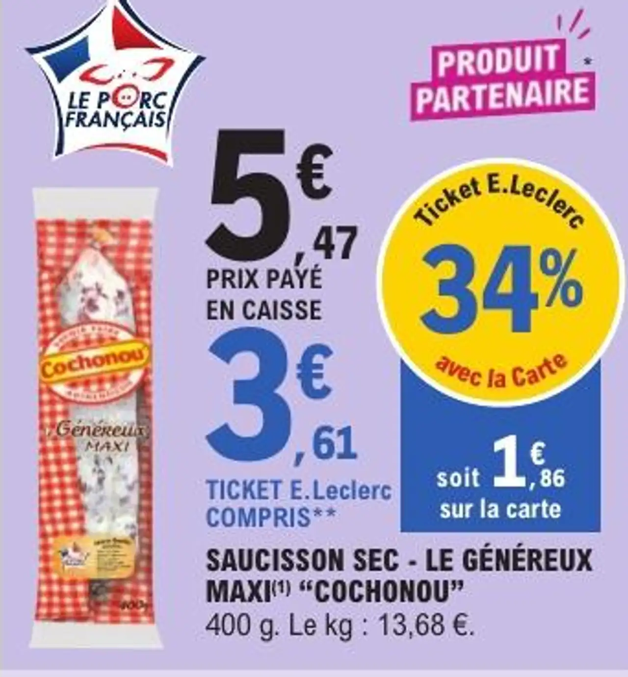 SAUCISSON SEC - LE GÉNÉREUX MAXI COCHONOU