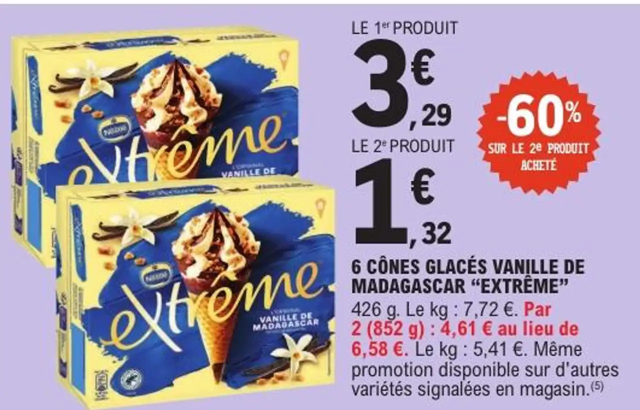 6 CÔNES GLACÉS VANILLE DE MADAGASCAR "EXTRÊME"