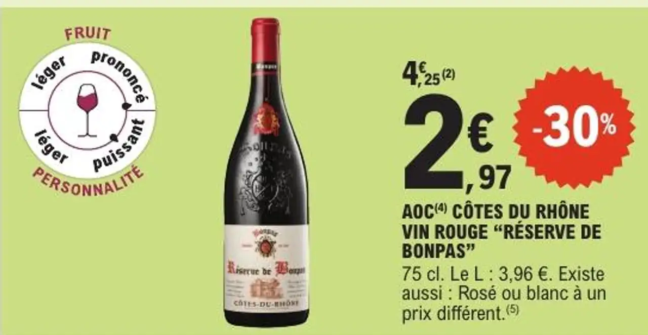 AOC Côtes du Rhône Vin Rouge Réserve de Bonpas