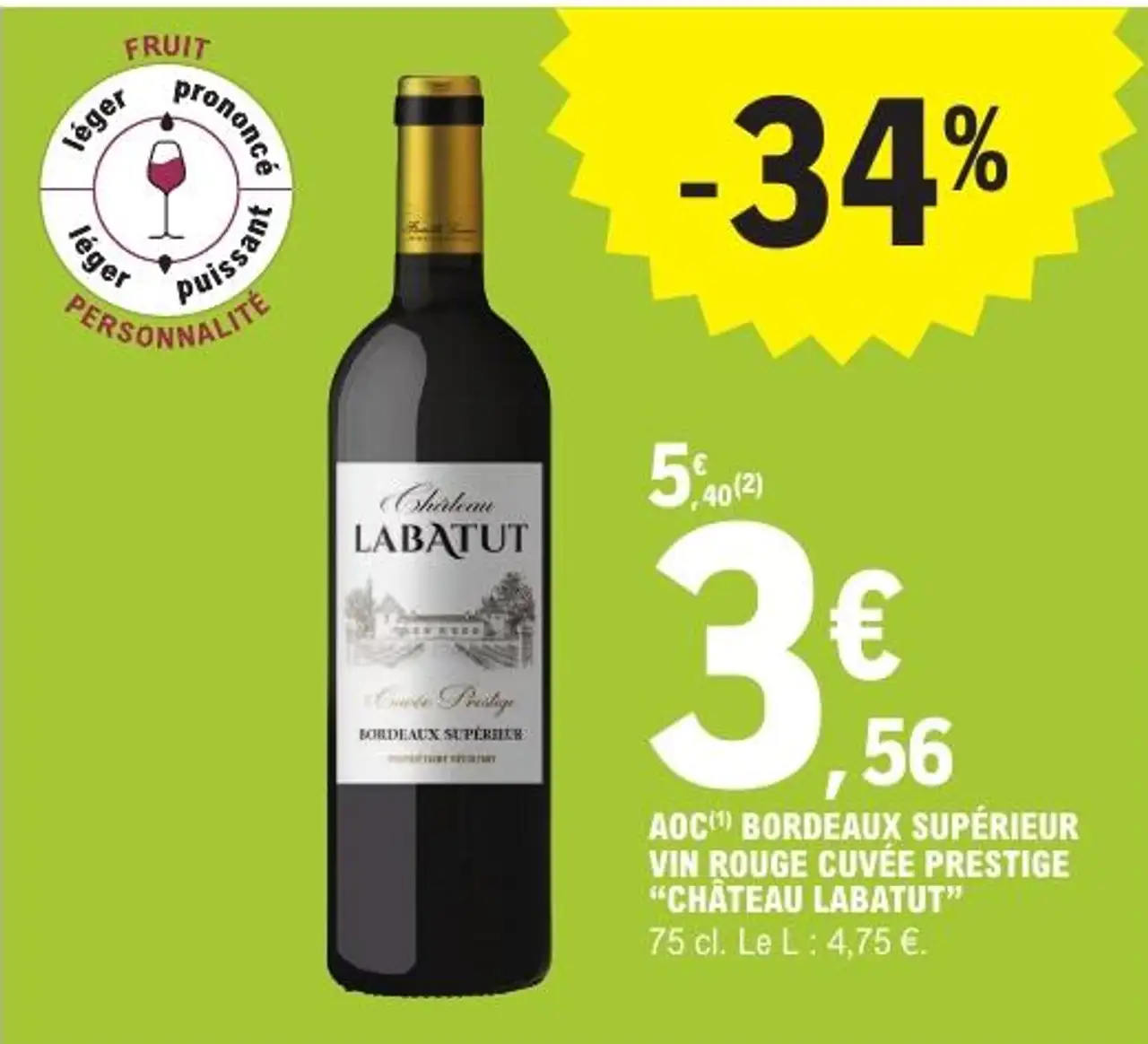 AOC Bordeaux Supérieur Vin Rouge Cuvée Prestige "Château Labatut"