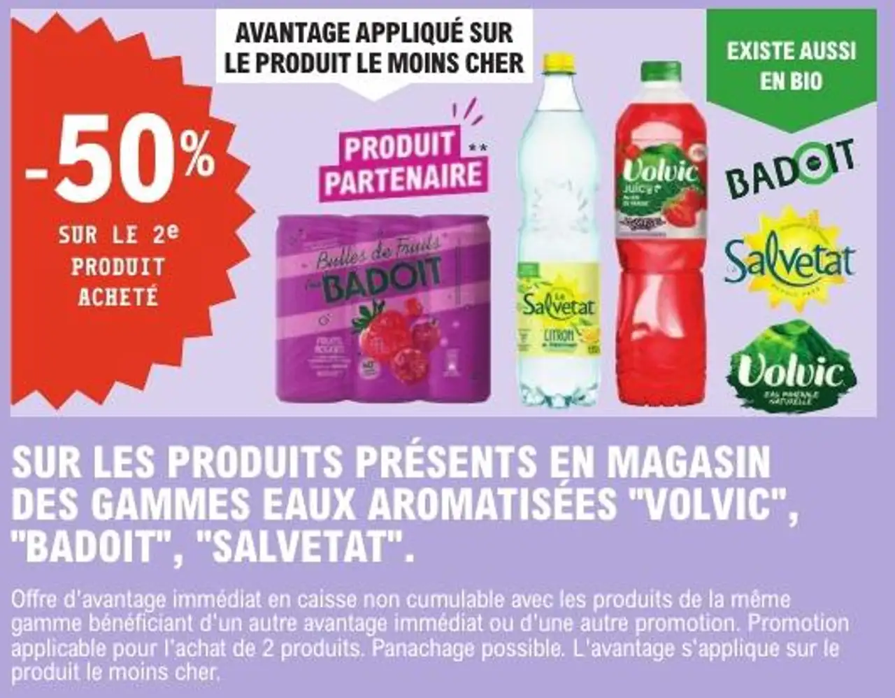 Eaux Aromatisées "Volvic", "Badoit", "Salvetat"