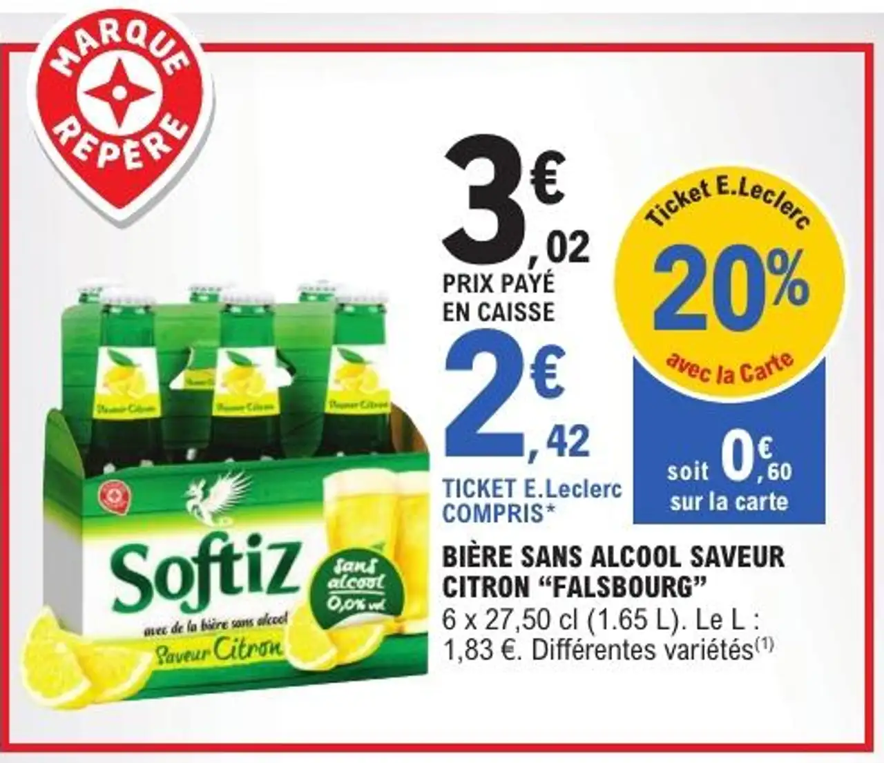 Bière sans alcool saveur citron "Falsbourg" Softiz