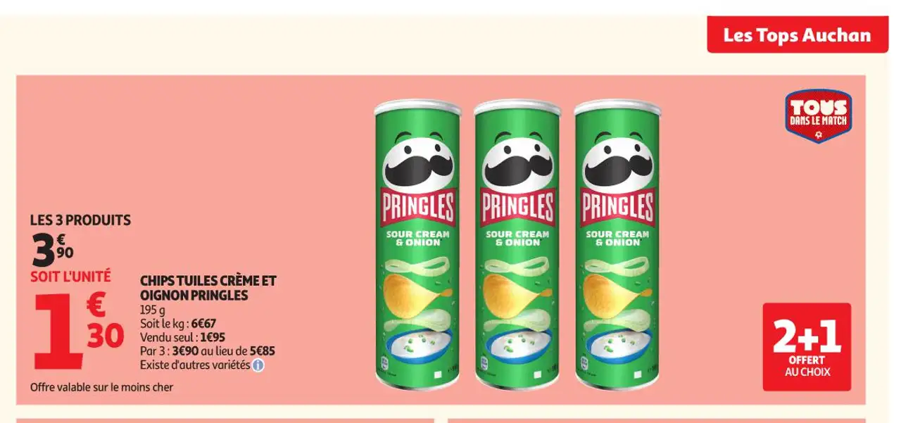 CHIPS TUILES CRÈME ET OIGNON PRINGLES