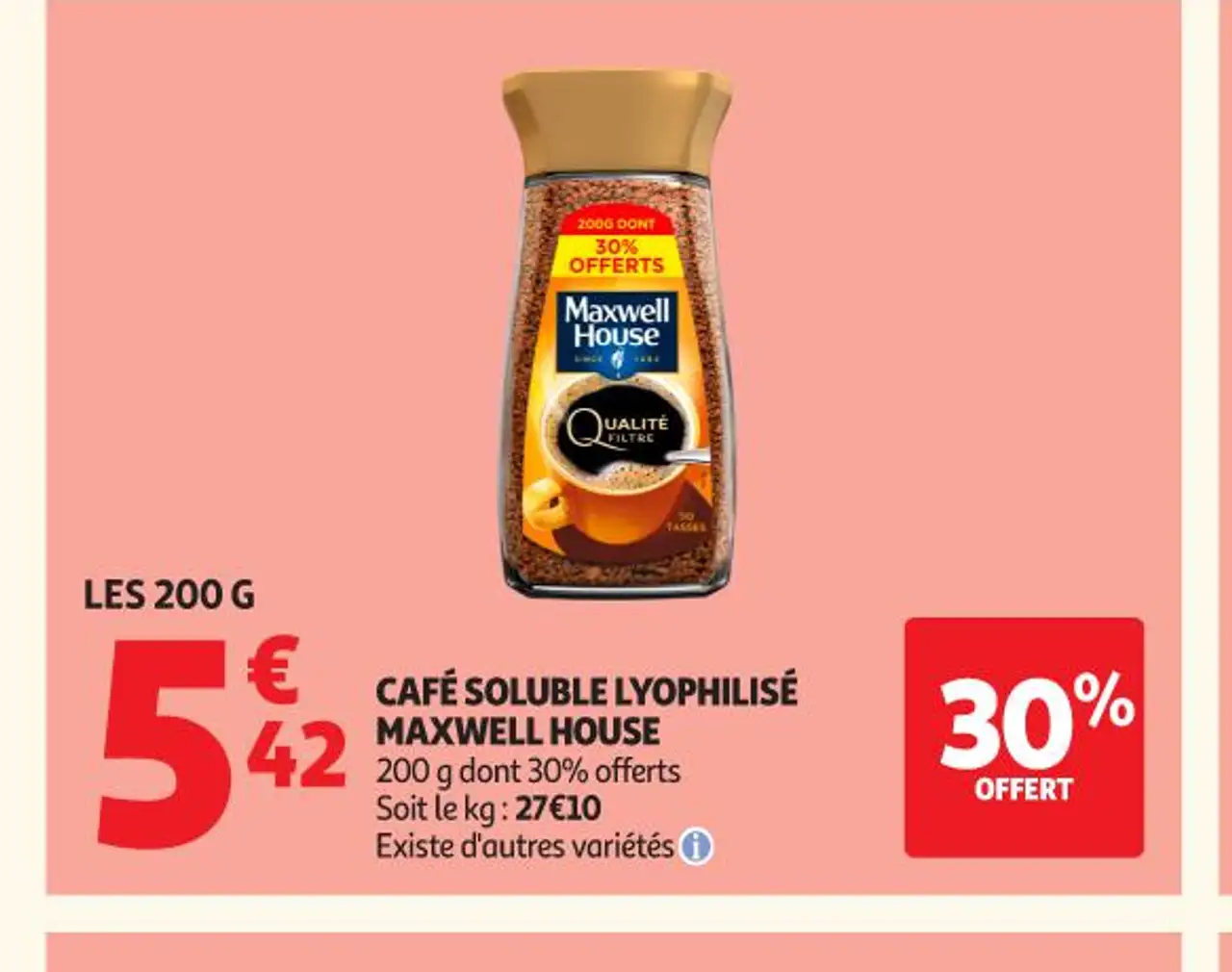 CAFÉ SOLUBLE LYOPHILISÉ MAXWELL HOUSE