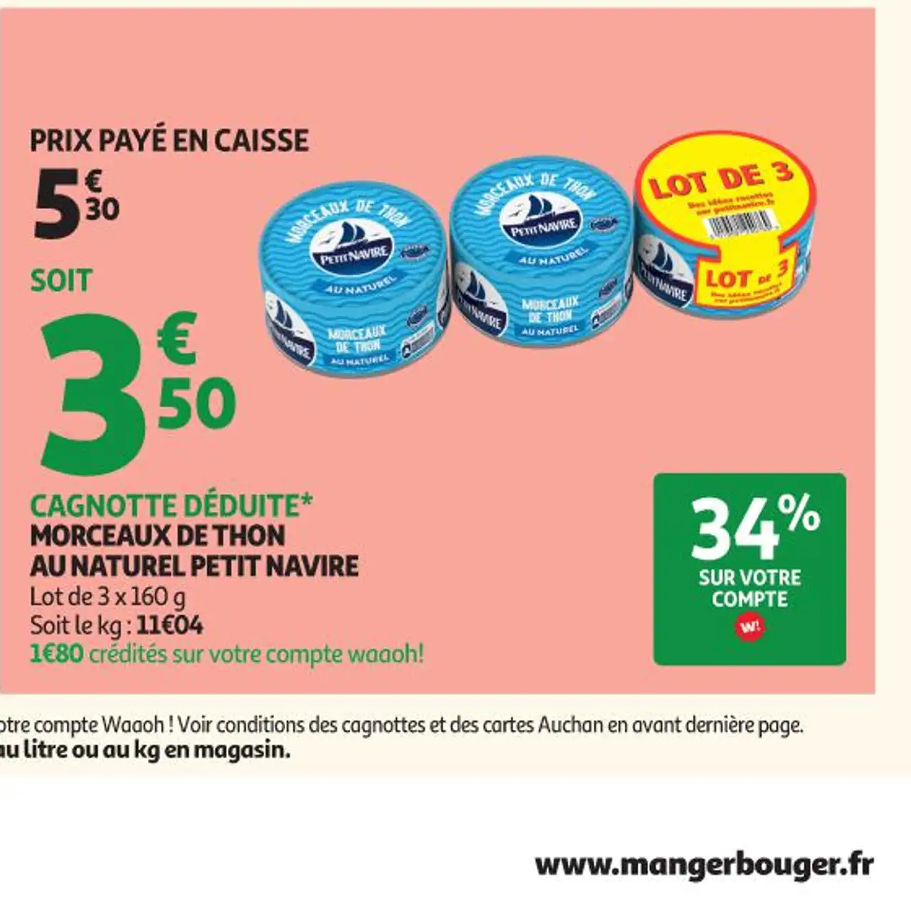 Morceaux de thon au naturel Petit Navire