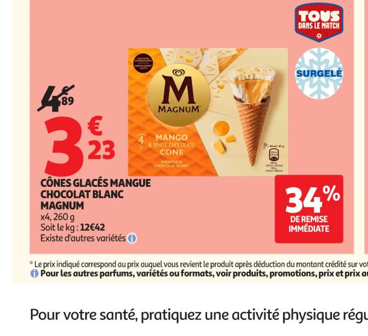 CÔNES GLACÉS MANGUE CHOCOLAT BLANC MAGNUM