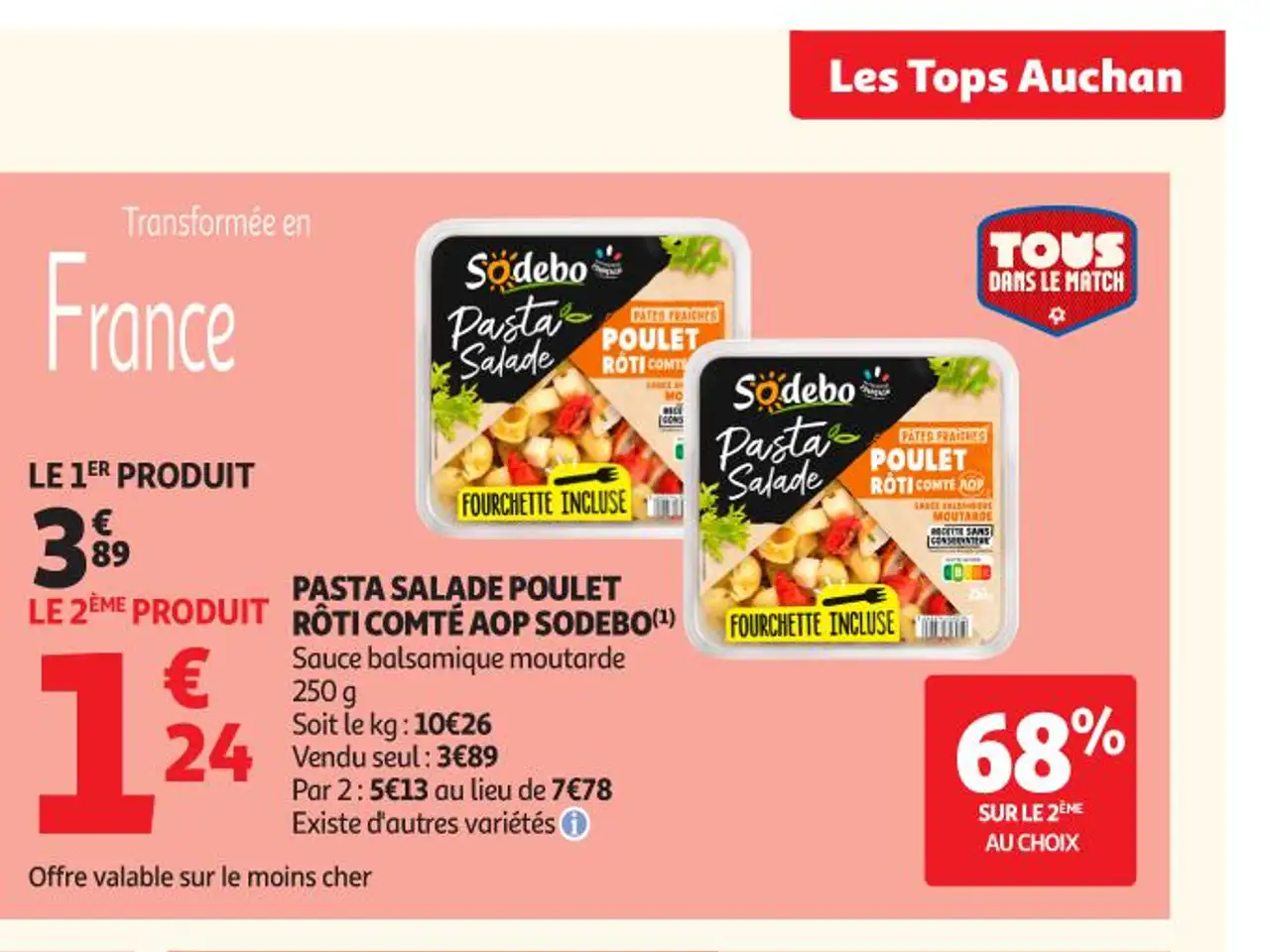 Pasta Salade Poulet Rôti Comté AOP Sodebo