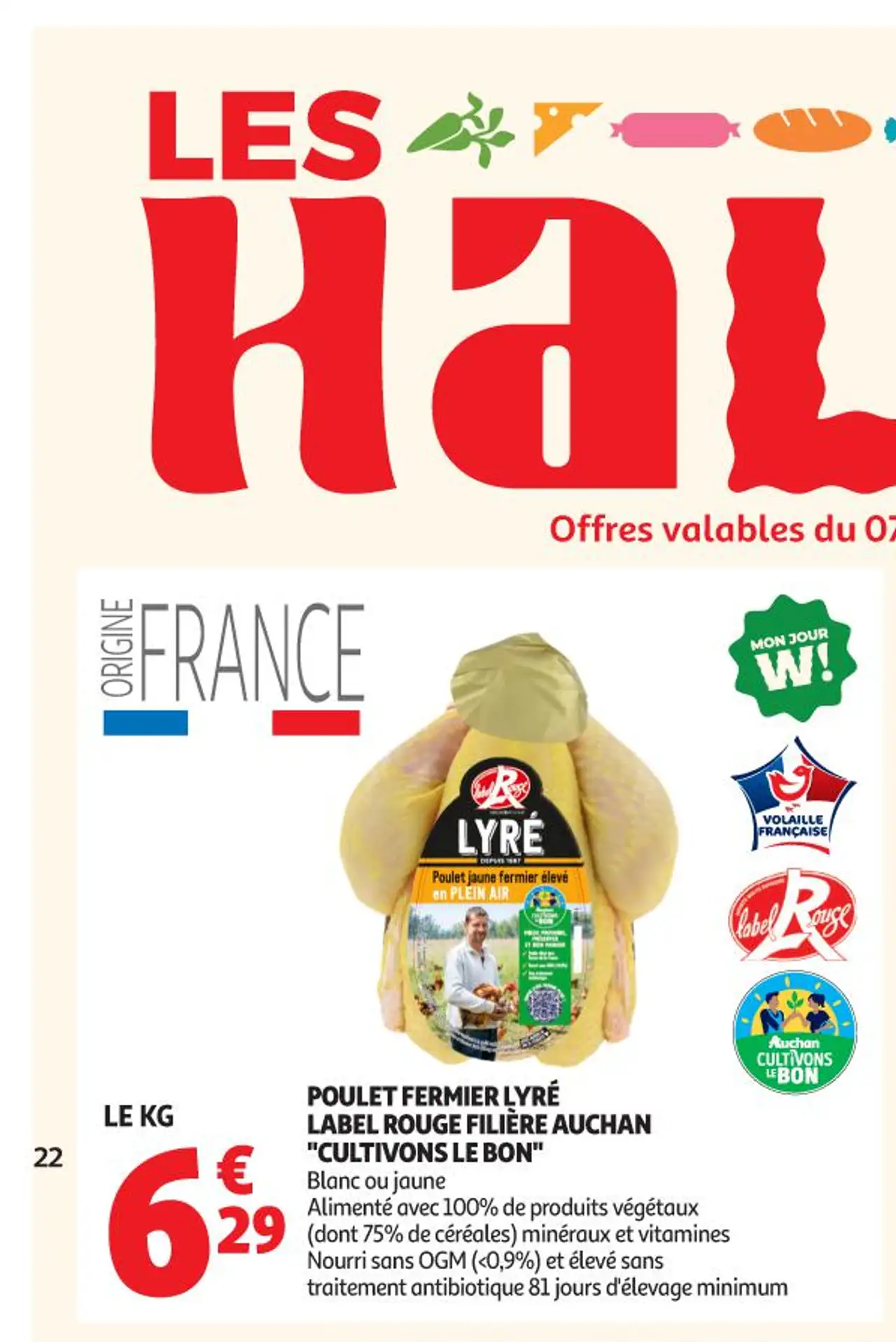POULET FERMIER LYRÉ LABEL ROUGE FILIÈRE AUCHAN "CULTIVONS LE BON"