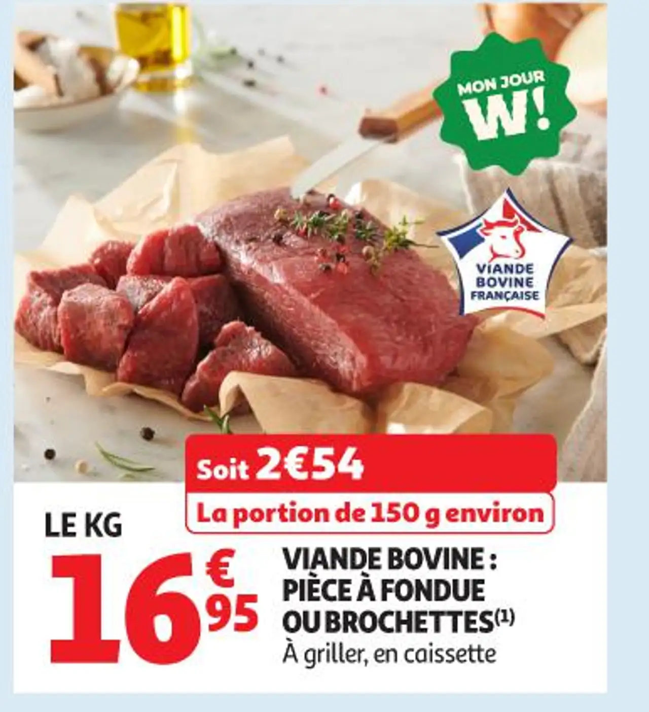 Viande Bovine: Pièce à fondue ou brochettes