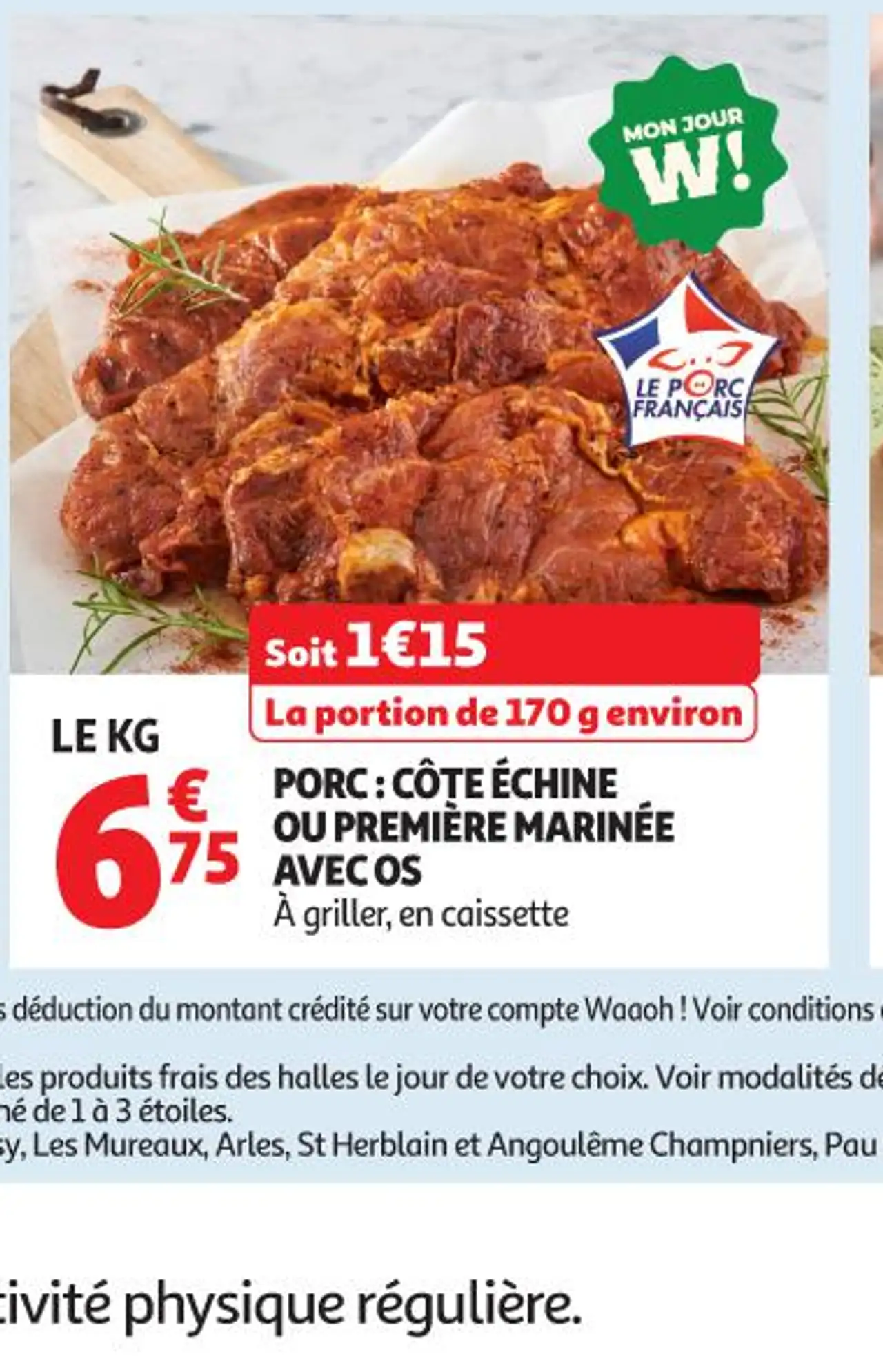 Porc: Côte échine ou première marinée avec os