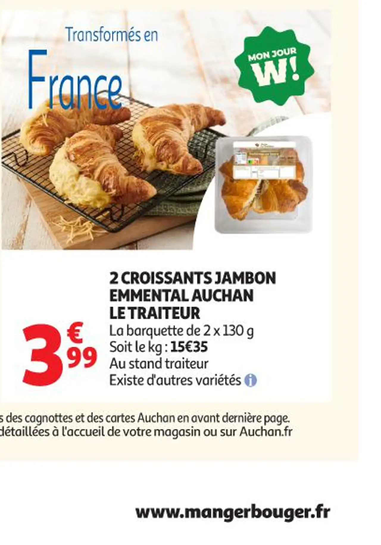 2 CROISSANTS JAMBON EMMENTAL AUCHAN LE TRAITEUR