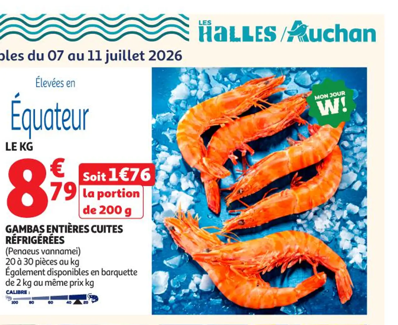 Gambas Entières Cuites Réfrigérées