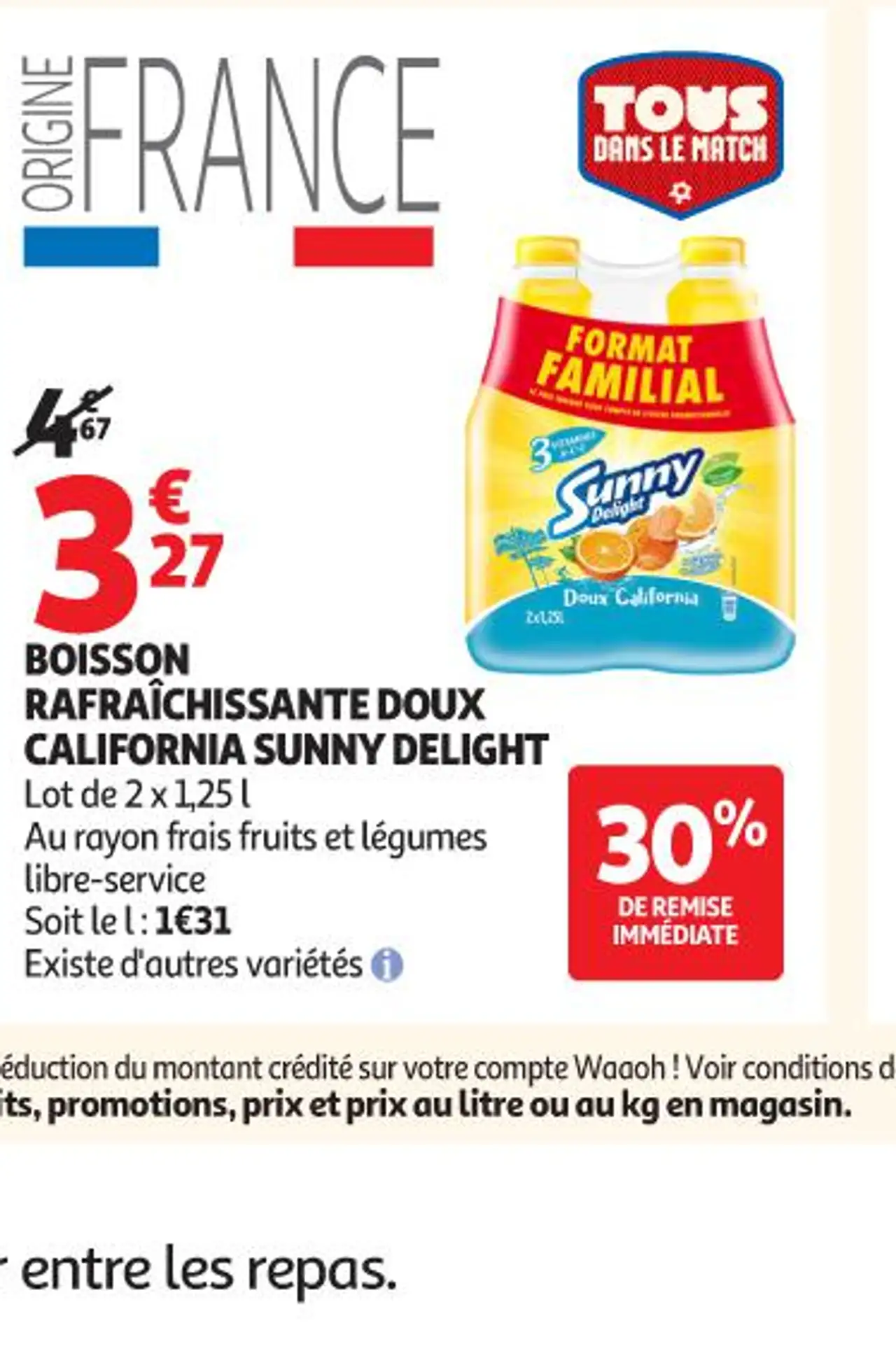 BOISSON RAFRAÎCHISSANTE DOUX CALIFORNIA SUNNY DELIGHT