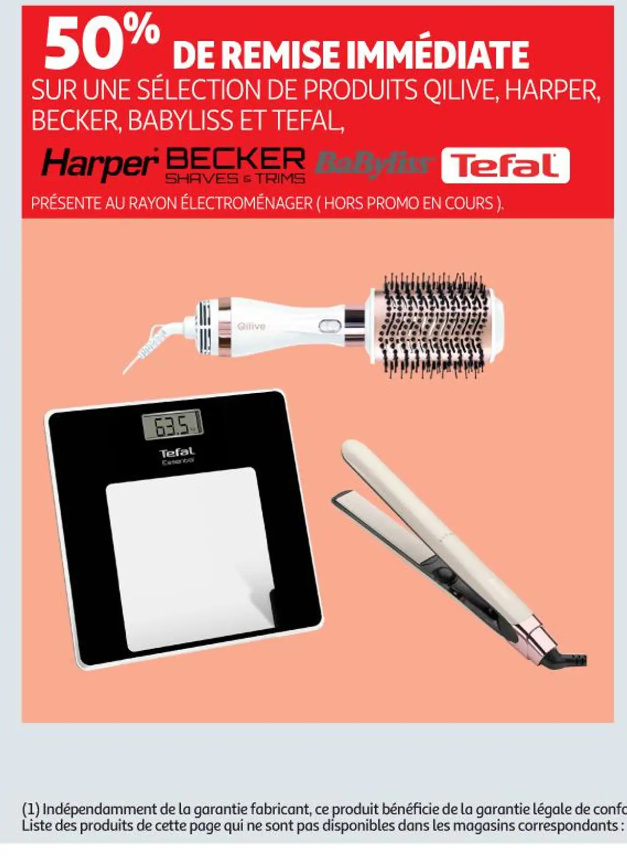 Une sélection de produits Qilive, Harper, Becker, BaByliss et Tefal