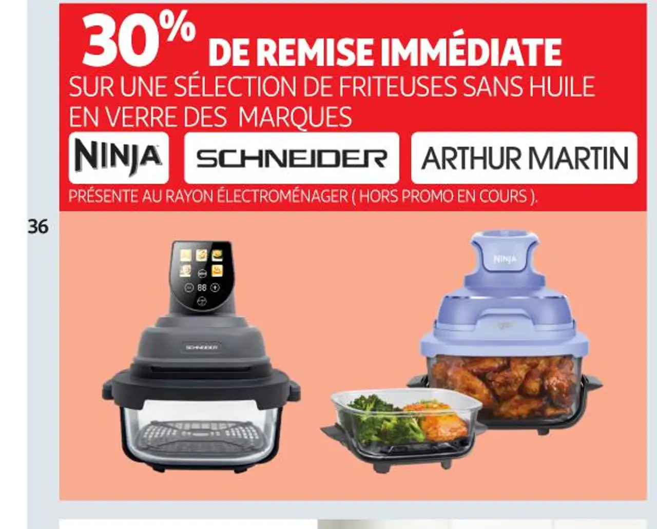 Sélection de friteuses sans huile en verre Ninja, Schneider, Arthur Martin