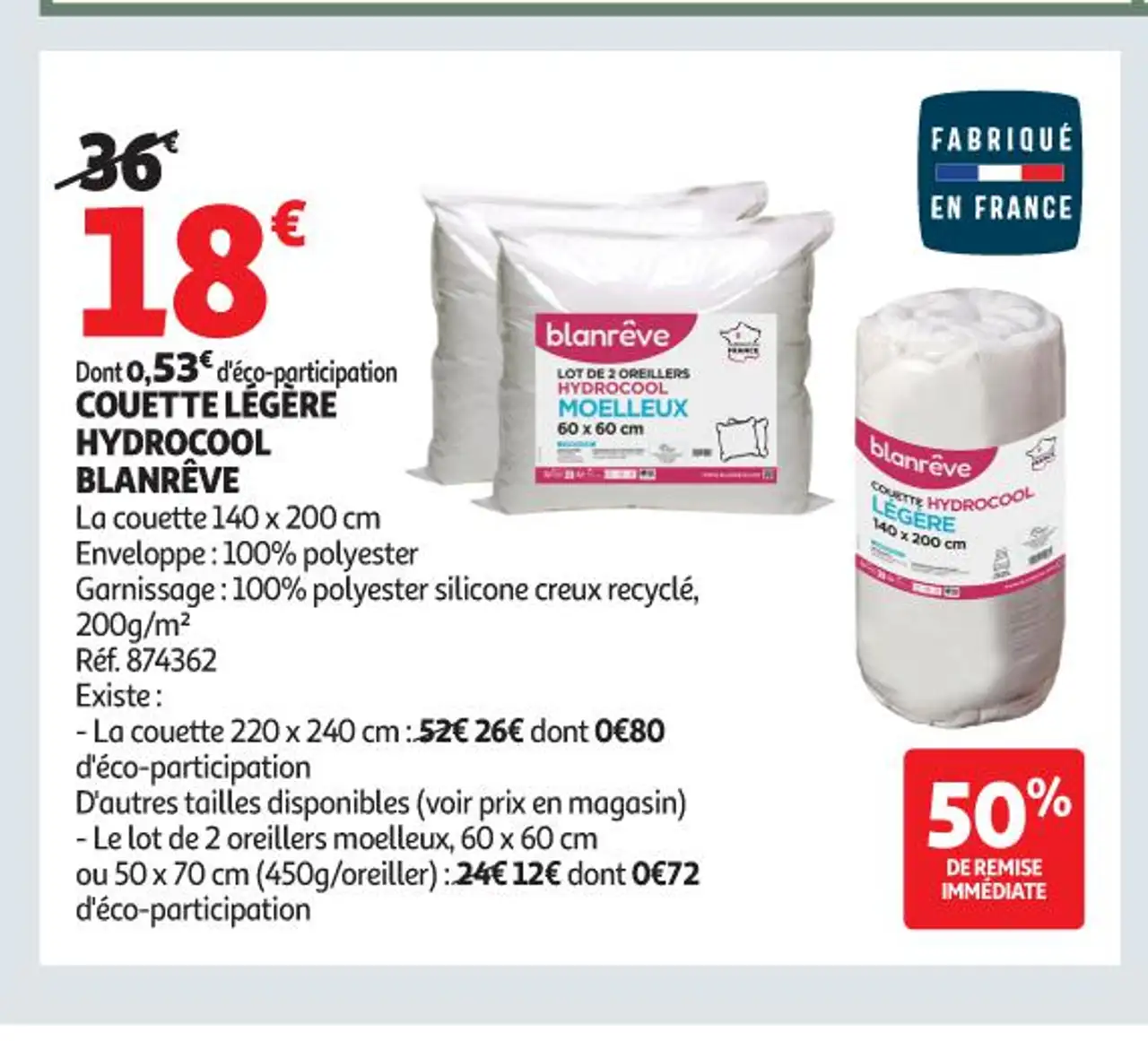 COUETTE LÉGÈRE HYDROCOOL BLANRÊVE