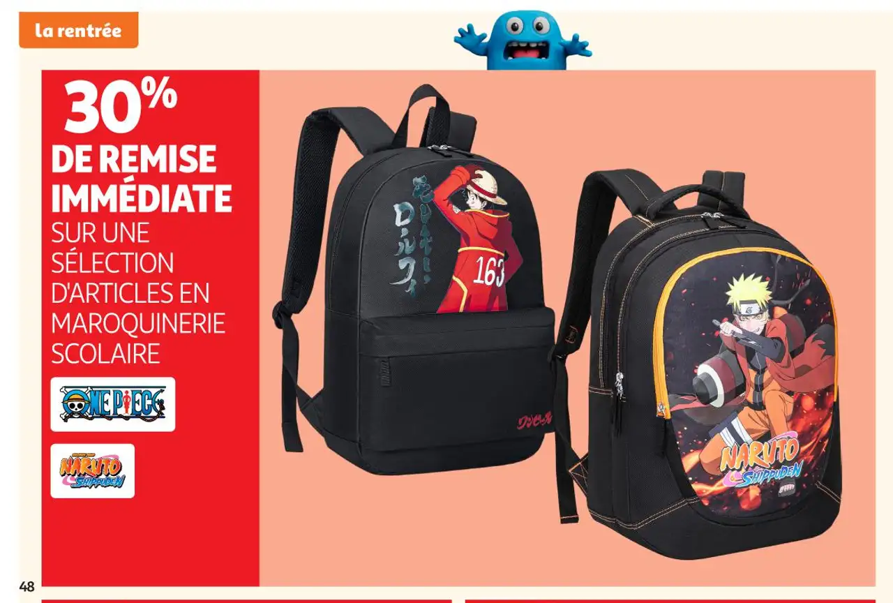 Sélection d'articles en maroquinerie scolaire One Piece / Naruto Shippuden