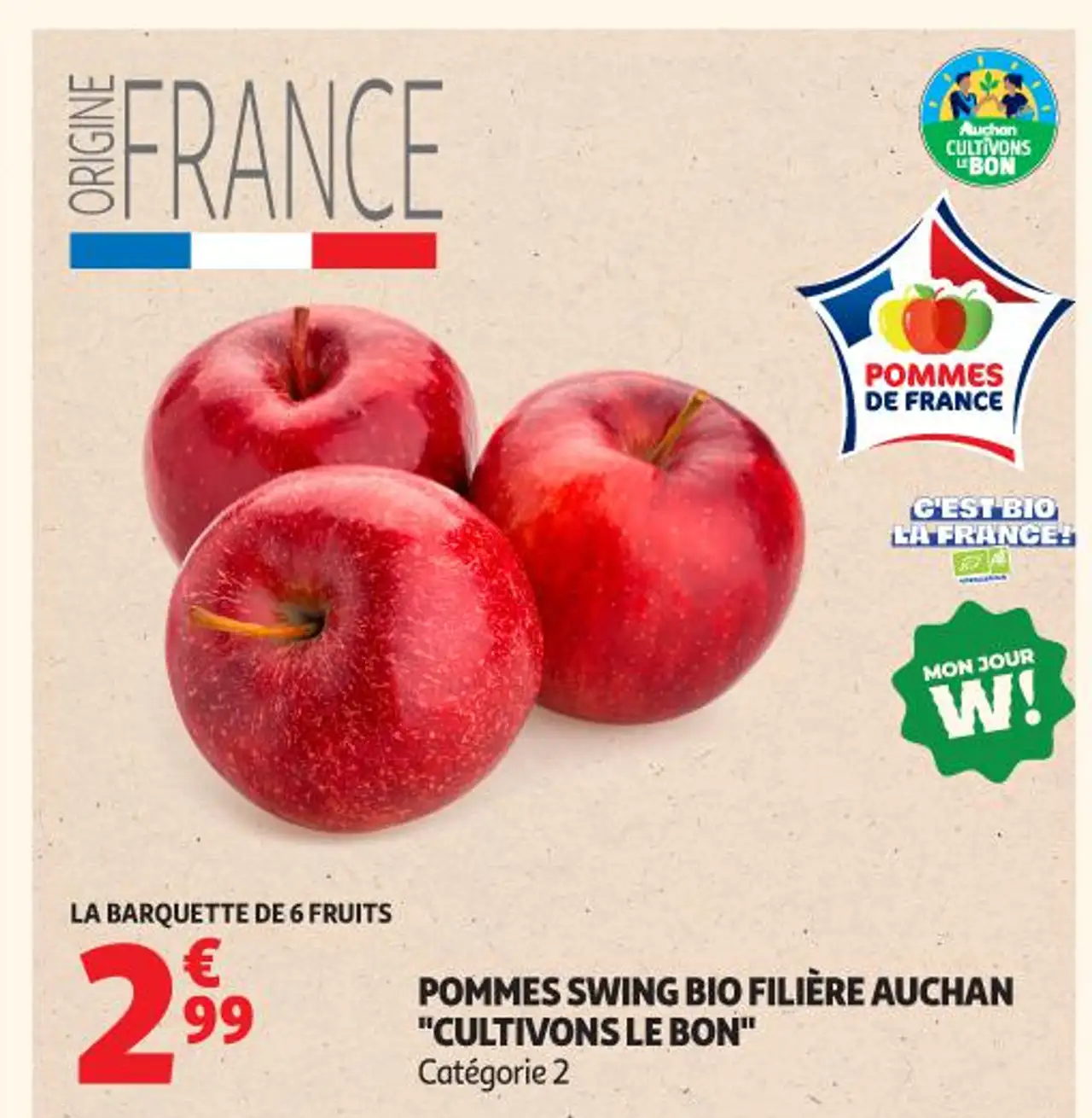 Pommes Swing Bio Filière Auchan "Cultivons le bon"