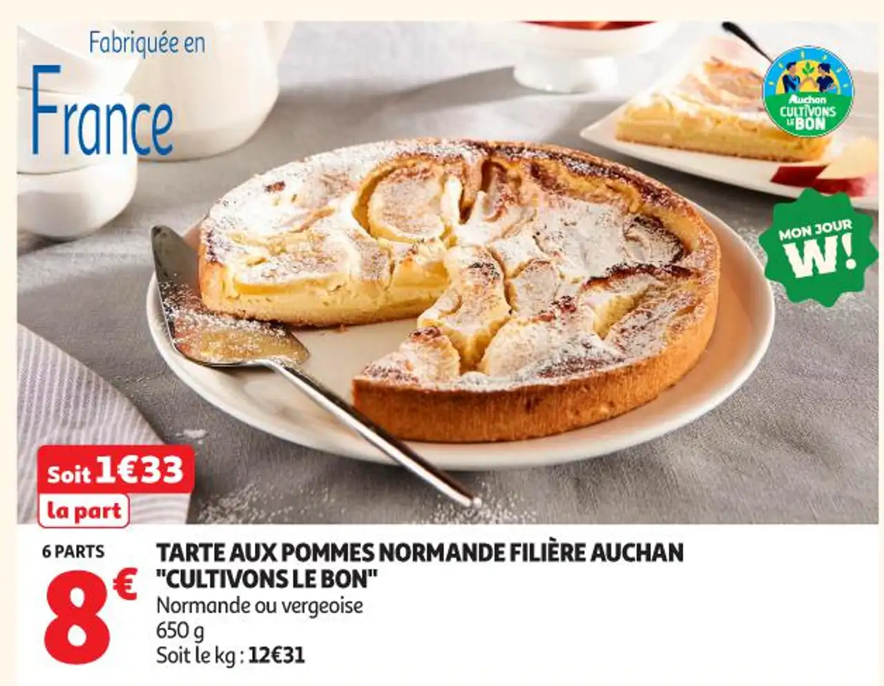 TARTE AUX POMMES NORMANDE FILIÈRE AUCHAN "CULTIVONS LE BON"