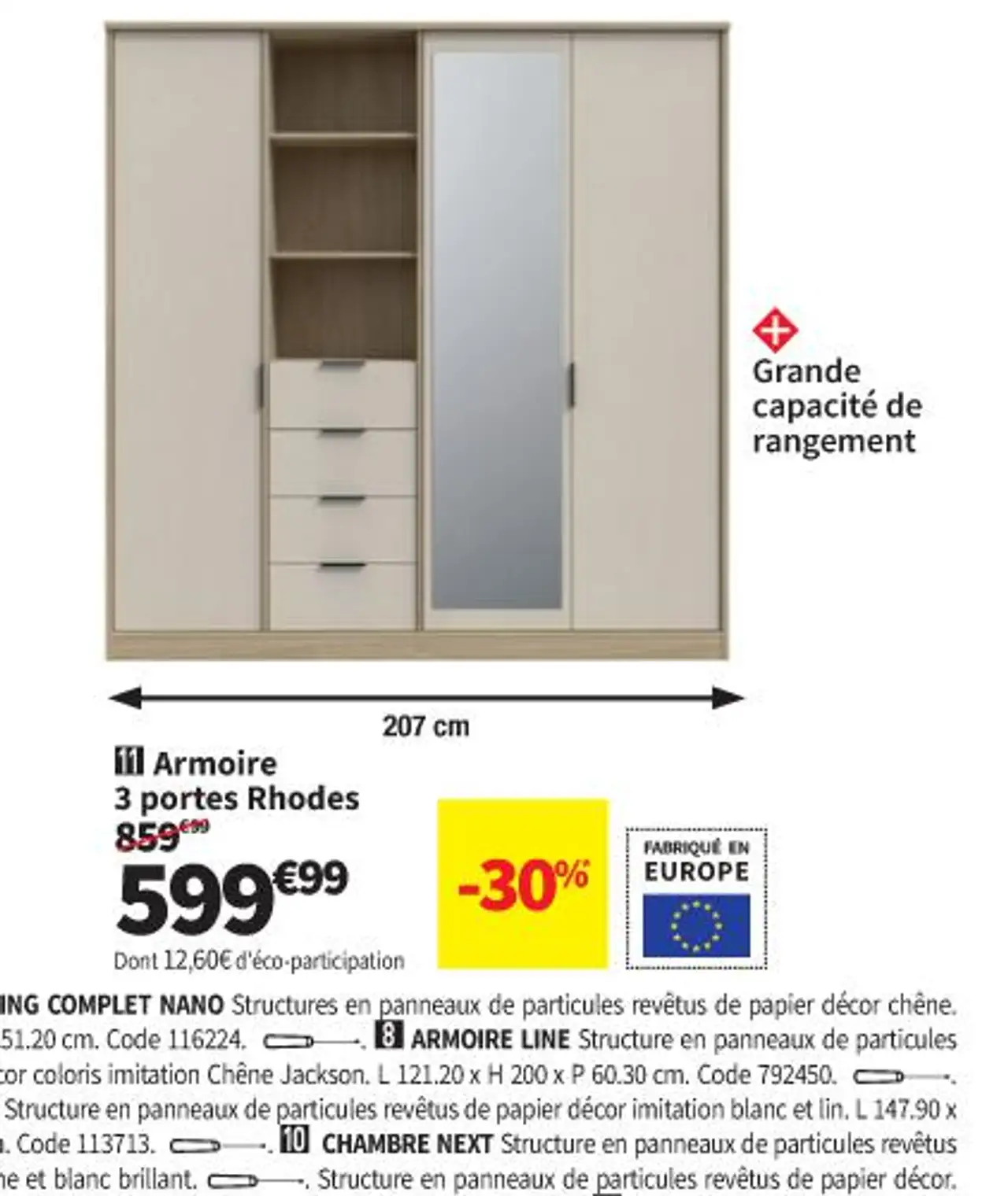 Armoire 3 portes Rhodes