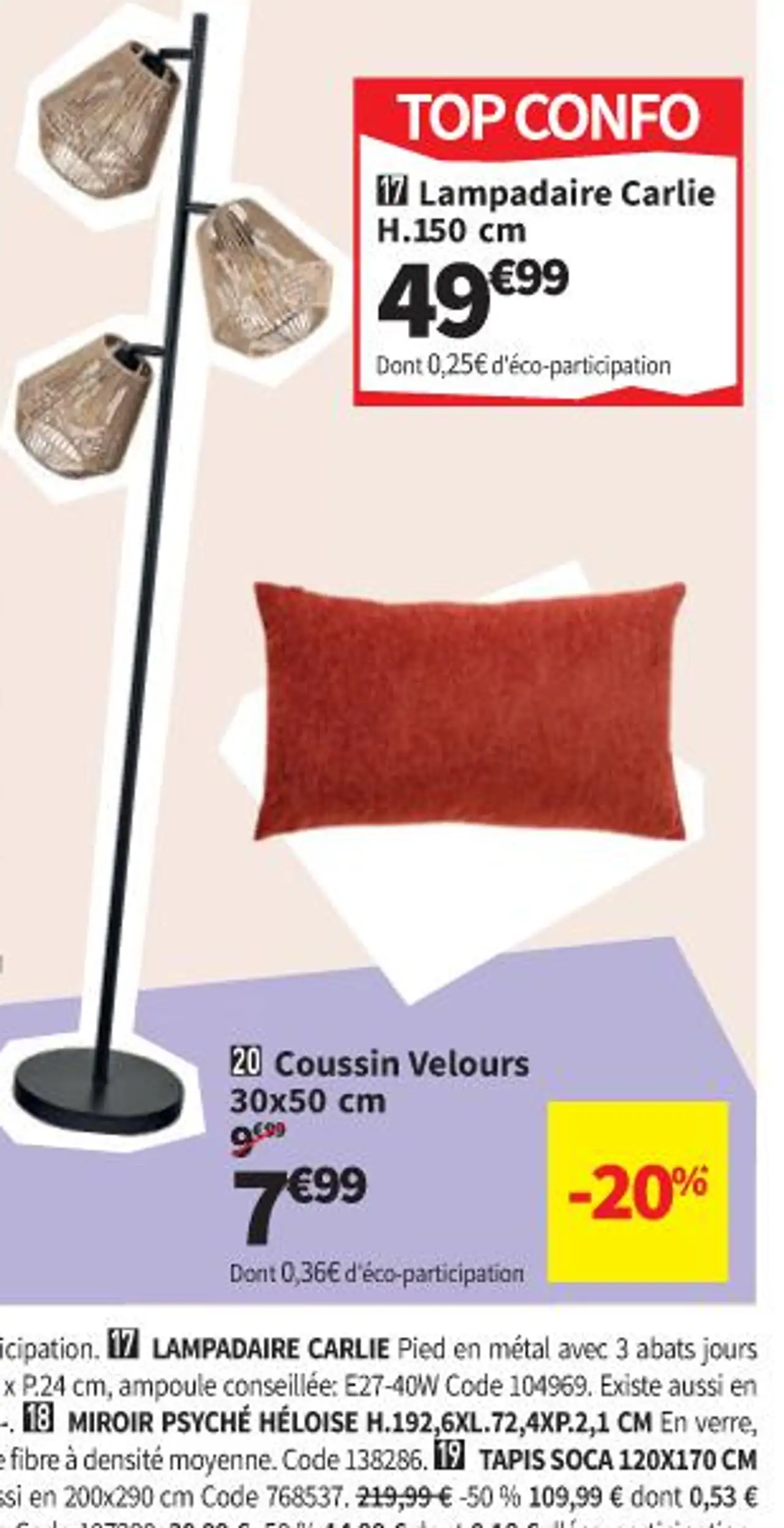 Lampadaire Carlie H.150 cm