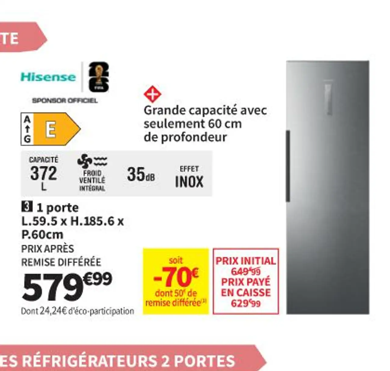 Hisense RL3K370SEIE Réfrigérateur 1 porte