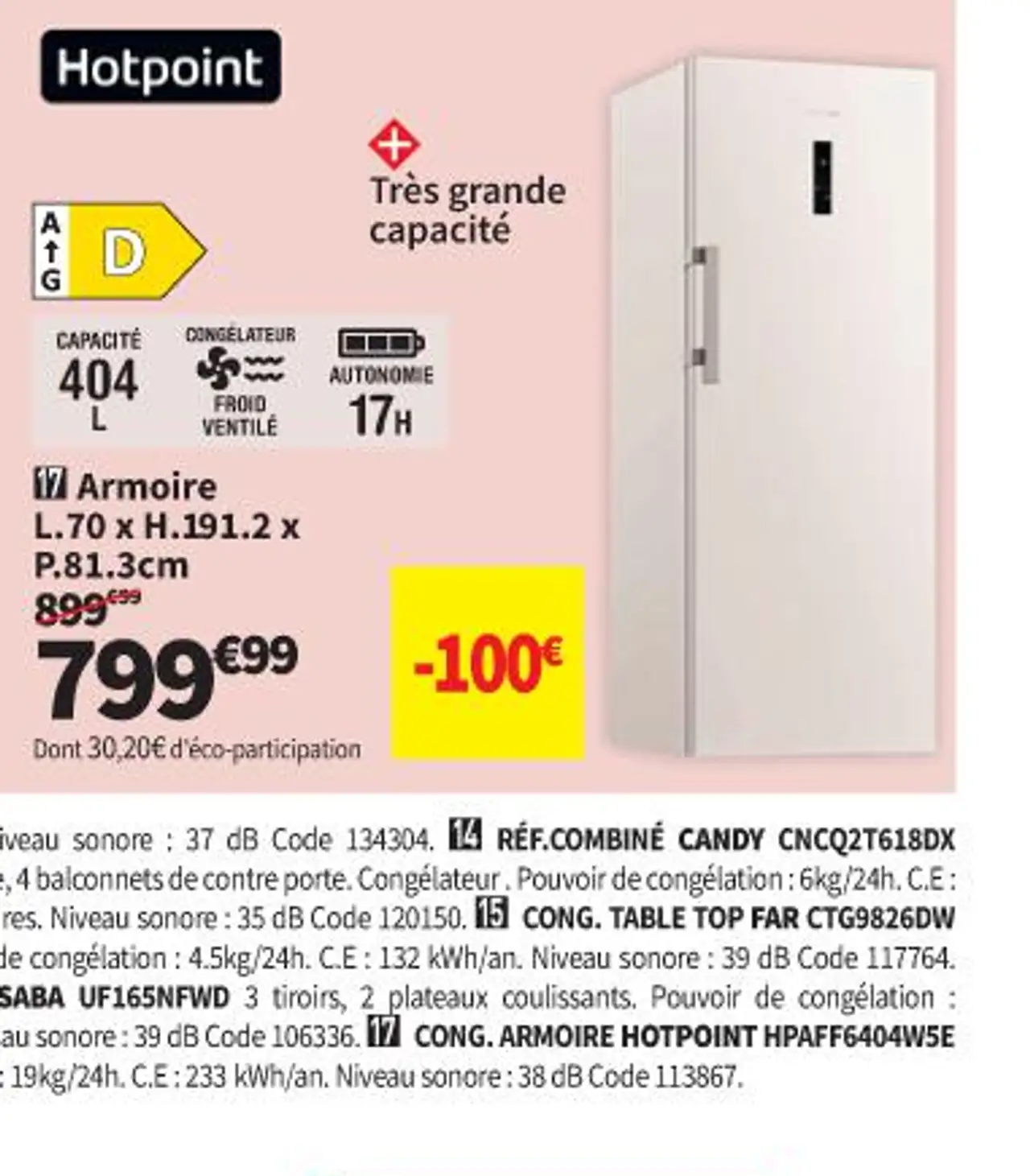 Hotpoint Armoire L.70 x H.191.2 x P.81.3cm
