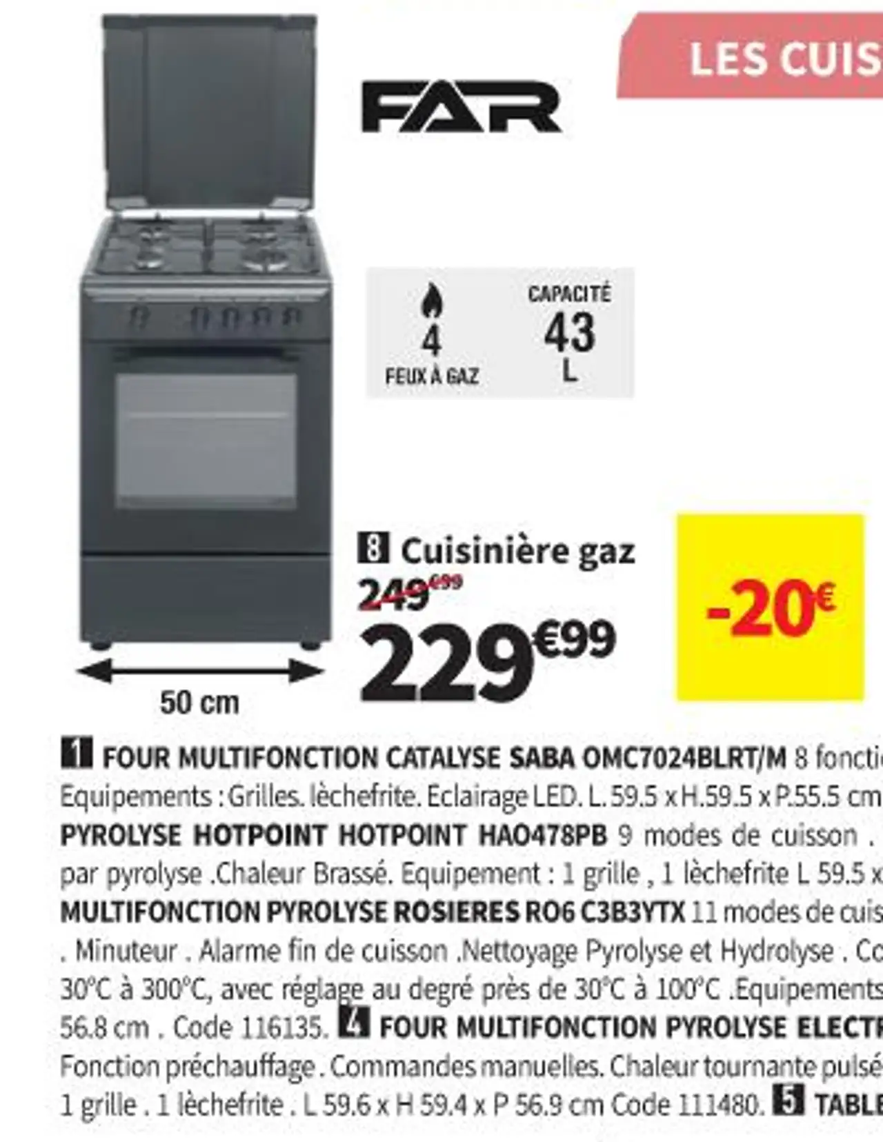 FAR Cuisinière gaz CG505021BK
