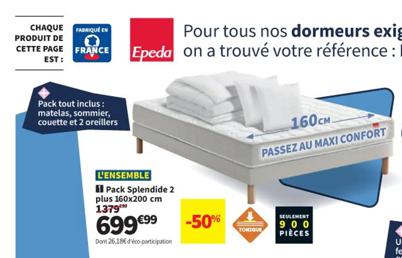 Pack Splendide 2 plus 160x200 cm