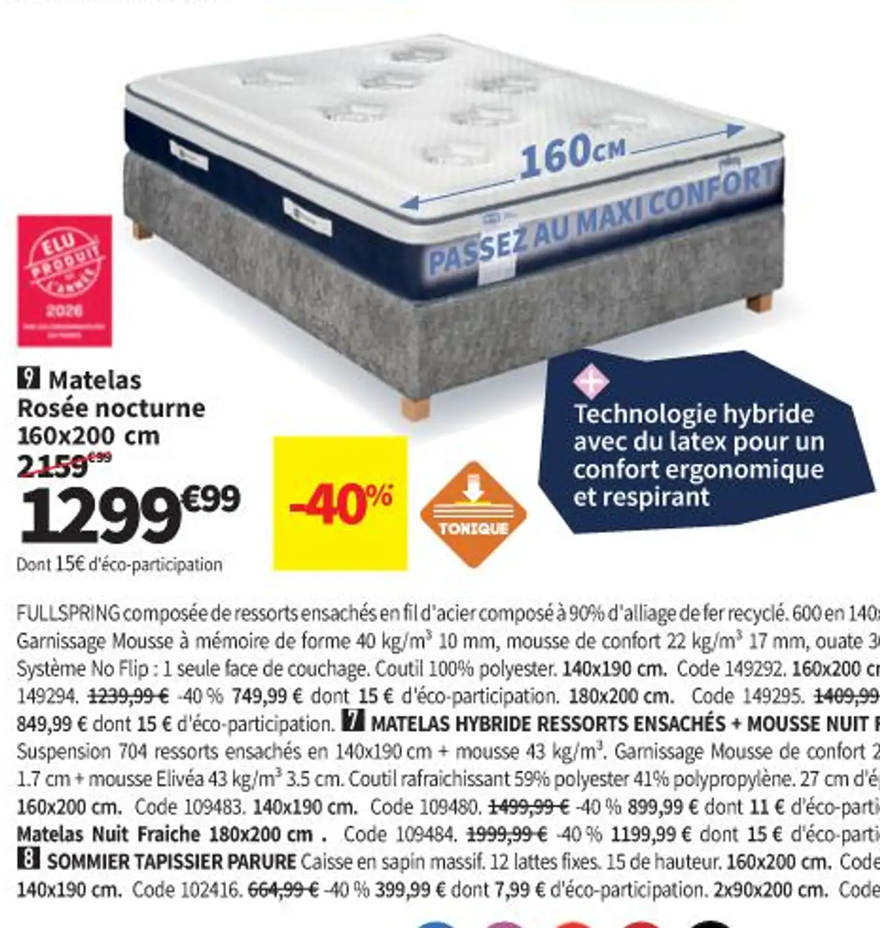 Simmons Matelas Rosée nocturne 160x200 cm
