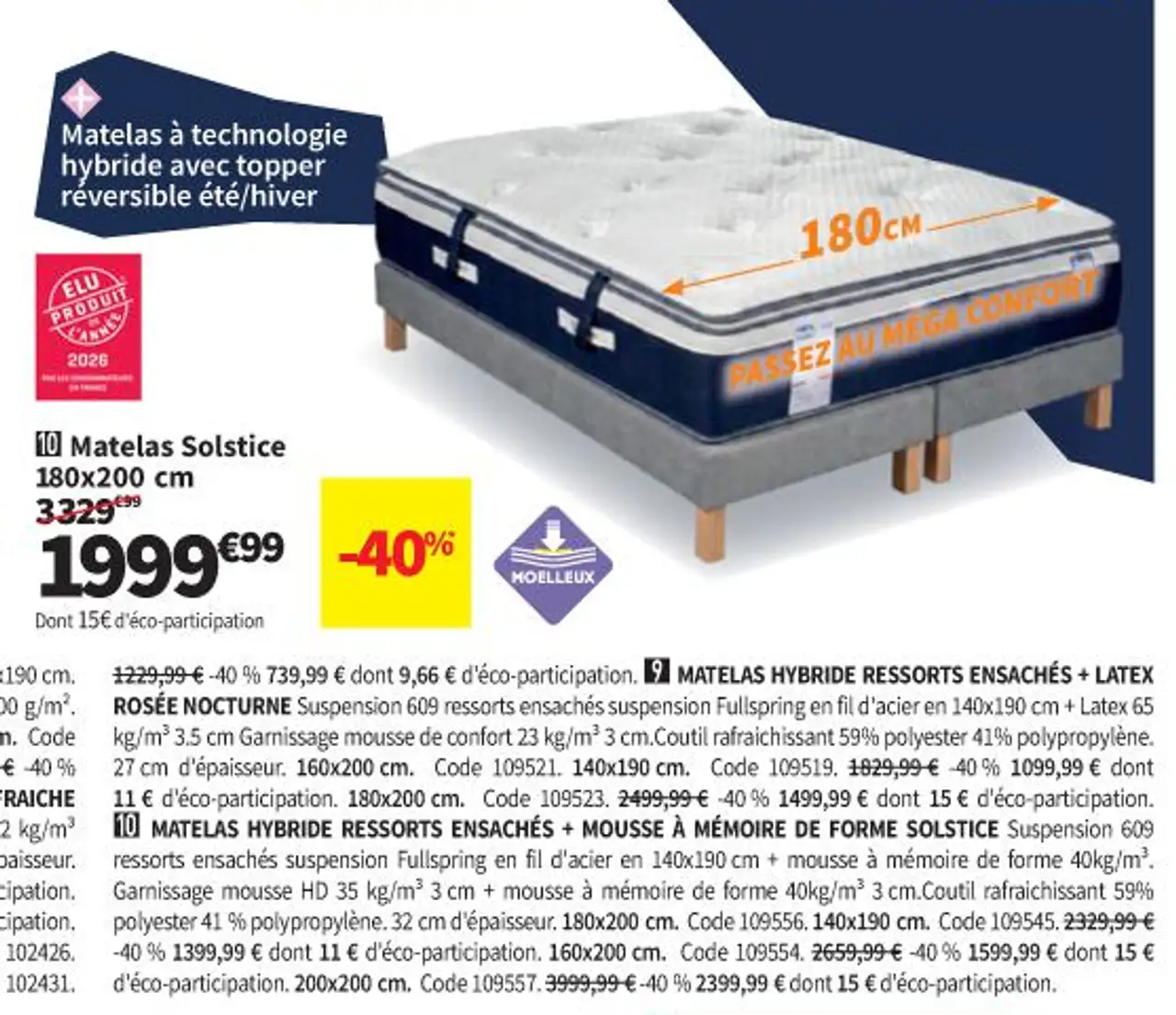 Simmons Matelas Solstice 180x200 cm