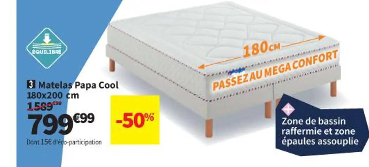 Merinos Matelas Papa Cool 180x200 cm