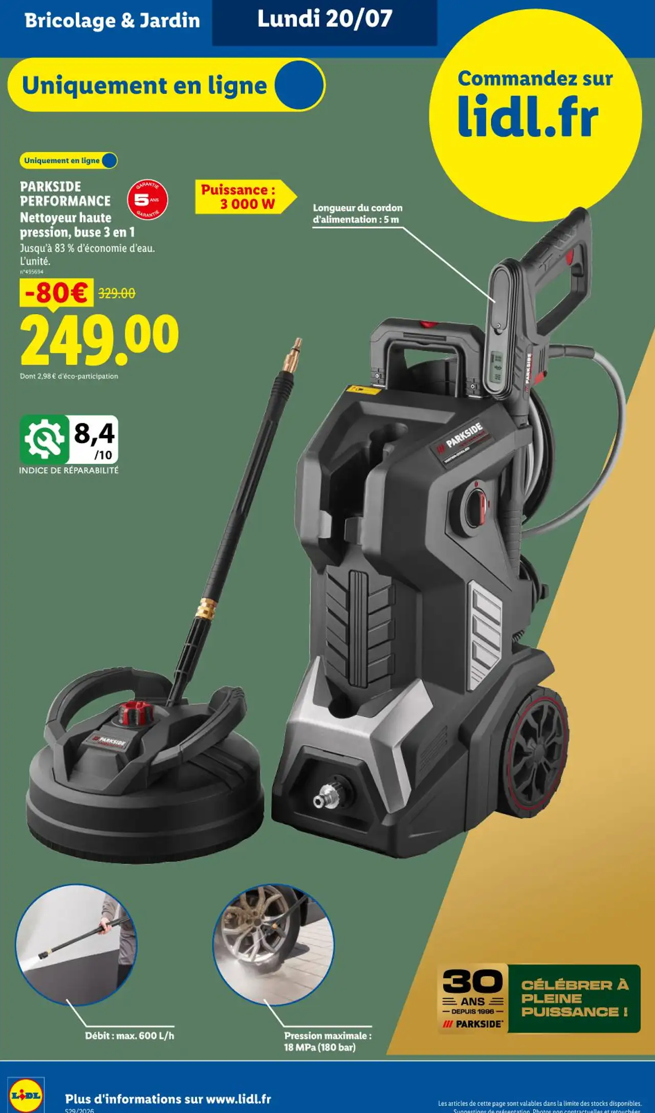 PARKSIDE PERFORMANCE Nettoyeur haute pression, buse 3 en 1