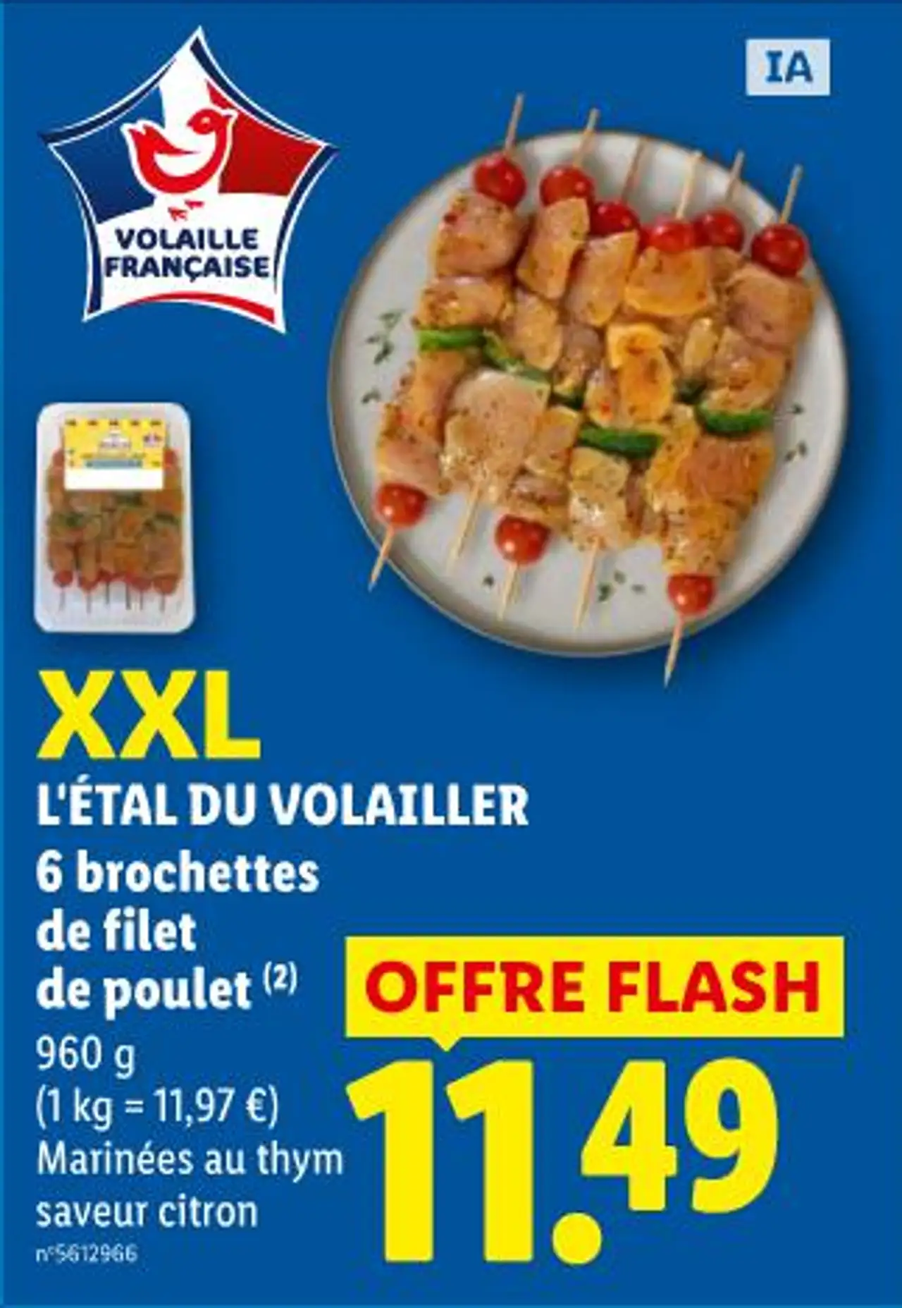 L'ÉTAL DU VOLAILLER 6 brochettes de filet de poulet XXL